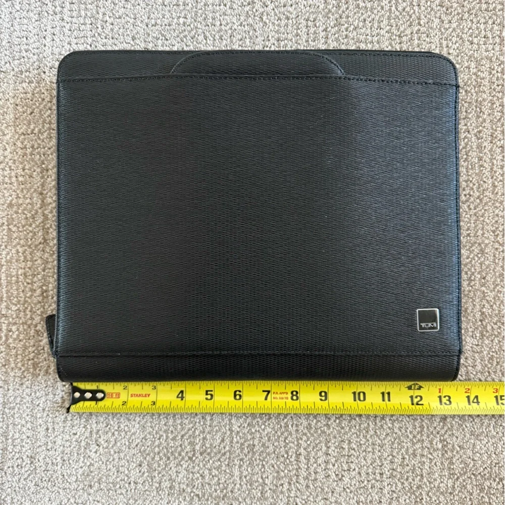 TUMI textured black leather attaché travel bag or briefcase